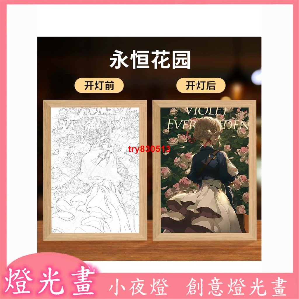 燈光畫 定制照片 真人物動漫燈光畫 nana抖音同款 小夜燈裝飾畫 藝術相框發光