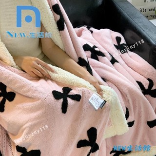 🔥臺灣限時低價🔥高顏值 蝴蝶結 新款舒棉絨提花多功能隱形拉鍊款羔羊絨毛毯 法蘭絨毯子 小毛毯 沙發毯 車用毯 空調毯