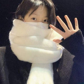 【限時免運】純白色圍巾女士秋冬季2024新款高階感韓系米色圍脖百搭保暖氛圍感保暖圍脖圍脖脖圍圍巾針織毛線保暖脖圍情侶韓版