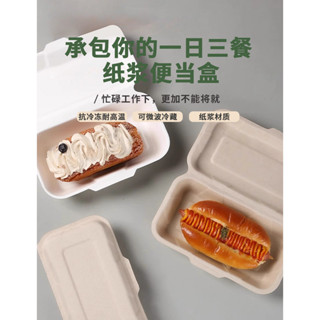 💖限時下剎💖熱狗烘焙蛋糕打包盒 一次性便當盒 甜品長方形餐盒 紙漿環保可降解 可批發