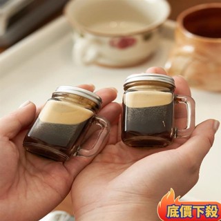 🎉臺灣出貨🎉創意日式迷你水杯密封咖啡液分裝瓶便攜玻璃瓶 咖啡杯 分裝瓶 便攜玻璃杯 玻璃瓶小號豆漿杯梅森罐 迷你空瓶
