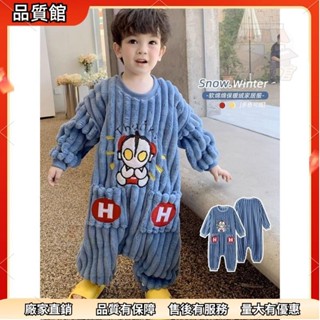 ✨桃園發出 兒童睡衣男童冬季珊瑚絨連體睡袋女孩傢居服秋冬款加絨加厚 2025新款