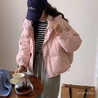 羽絨外套 2024冬新款小個子羽絨服白鴨絨麵包服外套可脫卸帽女冬短版加厚潮 防寒 保暖羽絨服 白鴨絨外套女生1123 H