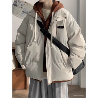 【Shopping】情侶棉服外套 男生 女生 假兩件棉服男款冬季寬鬆休閒加厚保暖棉衣外套日係潮流連帽棉襖子 ZGFR
