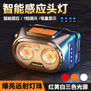 埃拉諾頭燈頭戴式強光可充電感應戶外超亮釣魚專用超長續航手電筒充電頭燈 登山頭燈 led 感應 頭燈防水 釣魚燈 夜遊 探