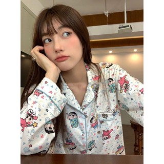 小甜心sweet👙純棉睡衣女春秋季天新款蠟筆小新長袖長褲卡通可愛學生家居服套裝
