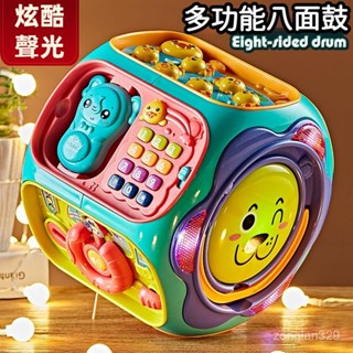 寶寶音樂電動手拍鼓 六麵體拍拍鼓 6-24個月 嬰幼兒玩具 益智早敎 拍拍鼓玩具 多功能音樂鼓 聲光玩具 手拍鼓玩具