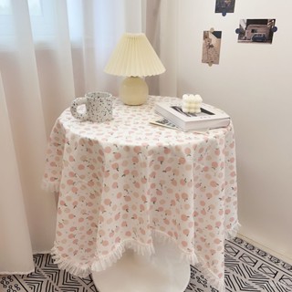 ⭐DB精選好物⭐ins風花邊流蘇桌布卡通碎花絨布布藝圓桌方桌書桌墊臺學生田園風