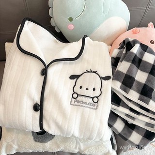 【VV】睡衣套裝 買一送一睡衣女士新款秋冬季珊瑚法蘭絨可愛卡通家居服套裝