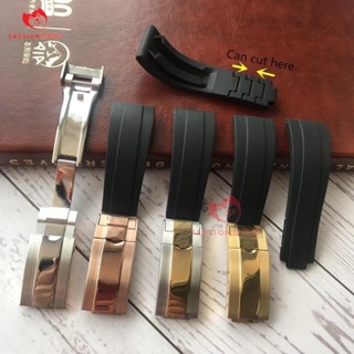 適用勞力士橡膠手錶帶減震原裝迪通拿 遊艇 名仕 GMT膠帶配件20mm