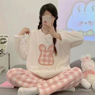 【臺灣出貨】珊瑚絨睡衣 長袖睡衣 秋冬睡衣 法蘭絨睡衣 保暖睡衣 女生睡衣 冬季睡衣 可愛睡衣 睡衣套裝 冬睡衣女居家服