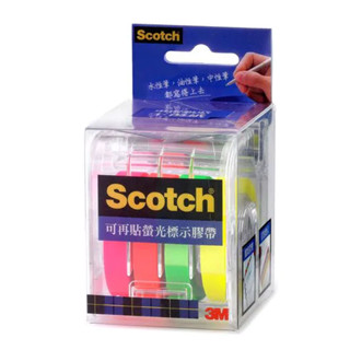 3M Scotch 可再貼螢光標示膠帶 812 附臺 補充包 四色【金玉堂文具】