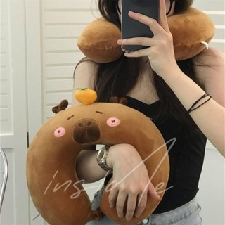 卡皮巴拉u型枕ins創意新款可愛pp棉護頸枕不可拆洗坐車午睡枕靠枕 耶誕節 學生送禮 辦公