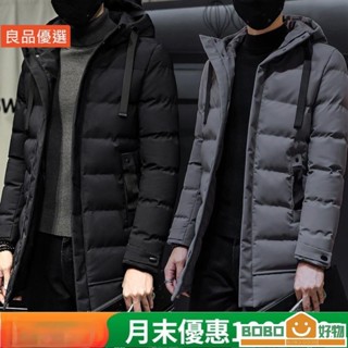 BOB好物❤長款風衣男中長款 休閒連帽外套 加棉加厚棉衣 棉服 鋪棉外套 韓版男[lb008]士長款外套 保暖外套 厚外