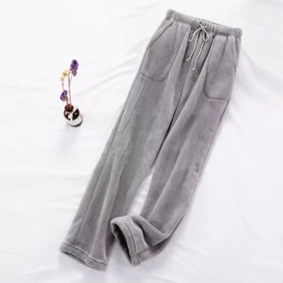 小甜心sweet👙冬季加厚法蘭絨睡褲男女士加絨保暖寬鬆大碼珊瑚絨家居褲收口束腳