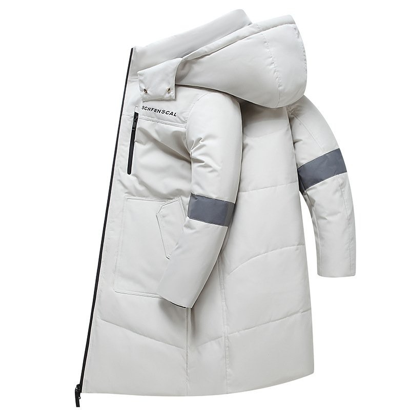 臺灣出貨 免運 羽絨外套男 棉服 冬季工裝羽絨服男士白鴨絨冬天中長款保暖冬裝加厚男裝連帽外套潮 WAG0