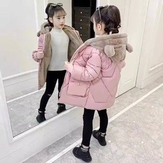 🍼小奶蓋kids🍼女童棉服加厚冬裝新款兒童中大童羽絨棉衣可愛中長款洋氣外套