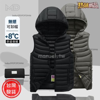 【臺灣發貨】🔥高品質 100公斤男士秋冬加厚羽絨背心 可拆卸連帽背心 防風防水羽絨馬甲 韓版休閒緊身背心