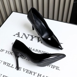DAVINIE 裸色高跟鞋女 百搭性感漆皮細跟尖頭法式單鞋 時尚精品跟鞋