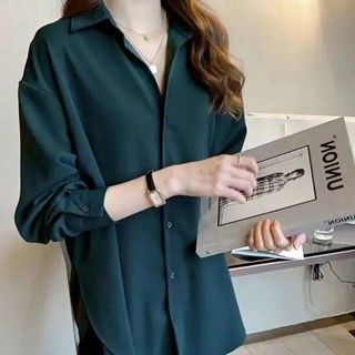免運📣100公斤可穿 長袖襯衫女 春秋新款 時尚 素色七分袖襯衫 大尺碼上衣 洋氣設計感小眾大尺碼女裝 TQ韓屋