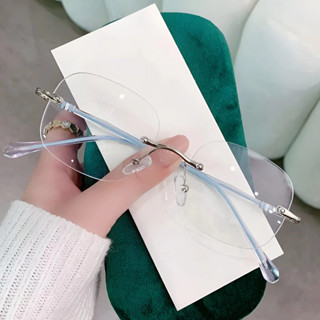 近視眼鏡 無框眼鏡 斯文純欲風無邊框眼鏡女過濾藍光大框顯瘦
