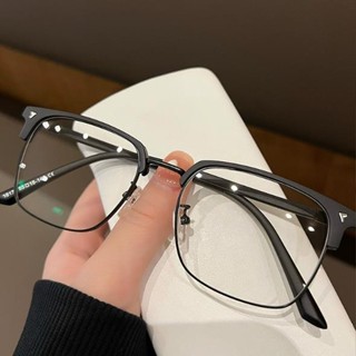 近視眼鏡 半框眼鏡男 平光眼鏡 有度數眼鏡 過濾藍光商務斯文理工男眼鏡框痞帥眼睛架
