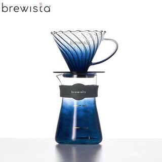 Brewista耐熱玻璃手衝咖啡濾杯分享壺 V60濾杯影子藍極光皓月套裝