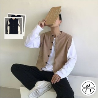 【M世代】男士潮流開衫 毛衣背心 針織馬甲 學院風上衣 圓領毛衣馬甲背心 百搭顯瘦針織衫 BWY65030