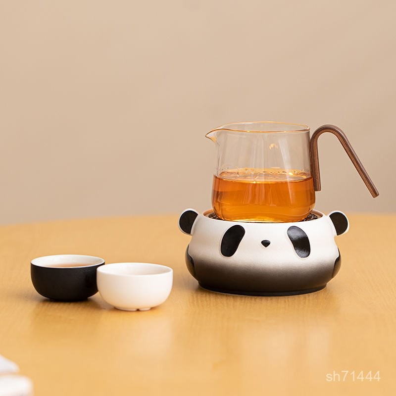台灣出貨熊猫温茶温茶炉花茶壶蜡烛煮茶炉陶瓷底座加热炉保温明火烤煮茶器
