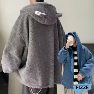 羊羔絨男外套 毛絨外套 運動休閒潮牌外套 棉服棉衣 韓版上衣 情侶外套 連帽開衫 BCbQ5109【FIZZE】