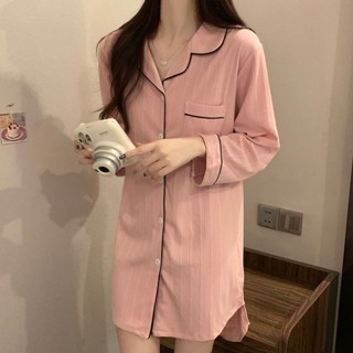 🌸特價🌸【精選】睡裙長袖睡衣裙女春秋小個子開衫夏天休閑家居服裙子高階感2025新