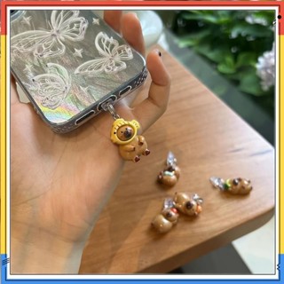手機防塵塞.奶咖卡皮巴拉手機防塵塞充電口堵頭吊墜蘋果華為Type-C安卓