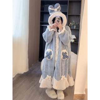 有點東西🧥艾莎公主秋冬季睡衣女珊瑚絨睡袍加絨加厚可愛外穿冬天家居服套裝冬季睡衣 卡通睡衣 睡袍 居家服