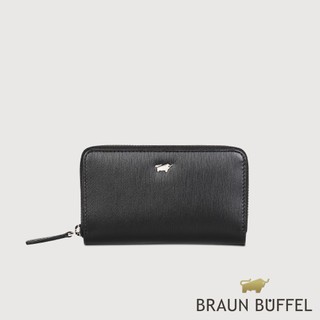 【BRAUN BUFFEL】HOMME-M 拉鍊零錢包-黑色(德國小金牛台灣總代理)/BF306-161-BK