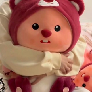 TK衕款草莓loopy露比玩偶海狸毛絨玩具可愛公仔 月亮枕 沙發靠枕 床頭靠枕 長條抱枕 睡覺抱枕 靠枕 長抱枕 午睡枕
