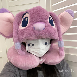 庫洛米ins風粉色安琪兒連帽u型頭枕帽子情侶卡通旅行便攜護頸圈午睡枕