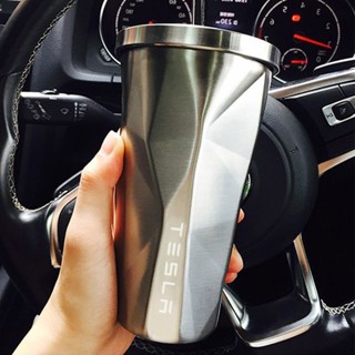 【限時*下殺】特斯拉隨行杯車載水杯304不銹鋼咖啡杯保溫吸管杯大容量高顔值ins汽車配件