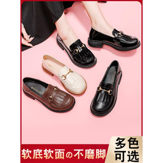 ㊣♥臺灣熱款 夏季流行流蘇馬銜扣樂福鞋女軟皮2023新款夏季黑色漆皮jk學院英倫風小皮鞋 面試鞋 工作鞋 軟底2091