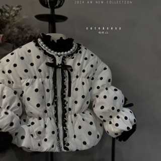 女童棉衣2025新款童裝洋氣時髦中小童夾棉波點加厚保暖棉襖外套潮Fashion SHOP