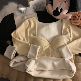 🌸臺灣限價免運🌸鹿鹿 德絨發熱保暖長袖內衣女加絨加絨加厚胸墊秋衣防寒上衣打底冬季