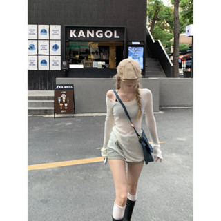 Annie💖 韓系破洞做舊風長袖緊身針織衫上衣 防曬上衣 長袖針織衫