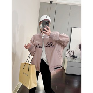 see 棒球服外套 oversize外套 春秋外套 2024秋新款外套女韓版長袖字母刺繡寬松小個子立領設計感棒球服潮