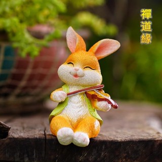 禪道緣 可愛桌邊坐姿兔子擺件花盆載裝飾花園庭院幼兒園民宿家居造景擺設