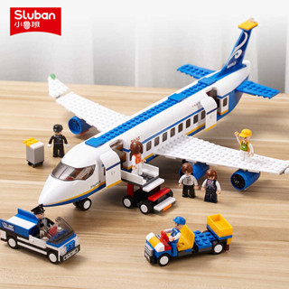 【店鋪熱銷】小魯班積木飛機模型客機拚裝兒童節日益智玩具男孩生日禮物新年