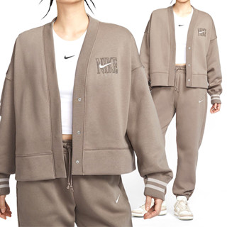 Nike Nsw Phnx Flc Oos Gx Crdgn 女款 棕色 刷毛 寬鬆 運動 外套 HJ0947-233
