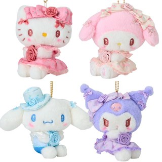【現貨】小禮堂 【限購】Sanrio 三麗鷗 絨毛玩偶吊飾 (玫瑰系列) Kitty 美樂蒂 大耳狗