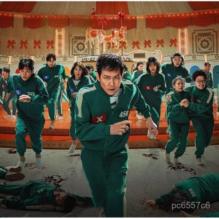 🔥新北出貨🔥韓國魷魚遊戲運動服 魷魚遊戲2裝扮衣服 成人兒童外套衛衣 長褲 短袖t 三件套裝 JQQI