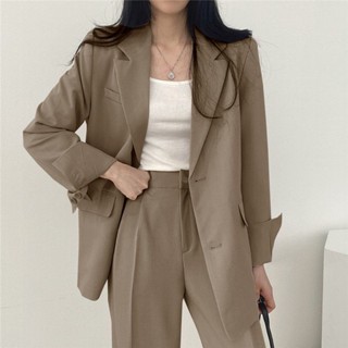 【免運】休閒套裝 寬褲套裝 韓版休閒高階感西服外套女2025春秋新款時尚寬鬆復古氣質小西裝西服 套裝裙 長褲套裝 日系套