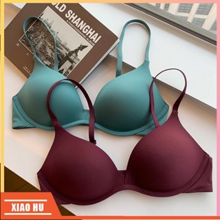 XiaoHu🎀日本無痕內衣一片式無鋼圈光面簡約透氣集中爆乳小胸內衣少女學生胸罩