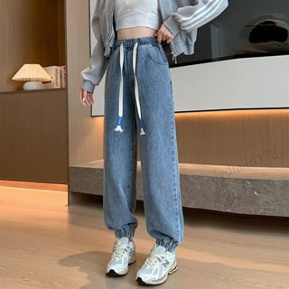 【加大碼100KG可穿】牛仔長褲束腳褲 哈倫老爹寬鬆 高腰顯瘦大碼女裝 加大碼女裝 牛仔褲 長褲 夏季長褲